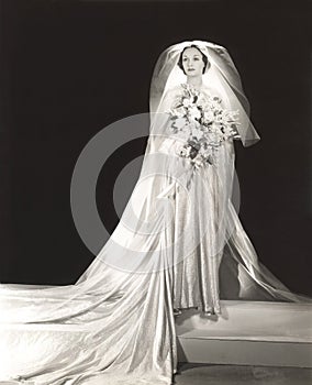 Bride wearing glittery wedding dress