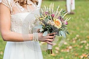 Bride with wedding bouqet