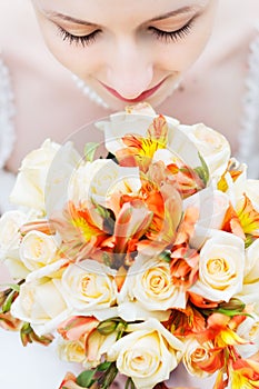 Bride with wedding bouquet