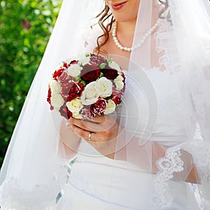 Bride with wedding bouquet