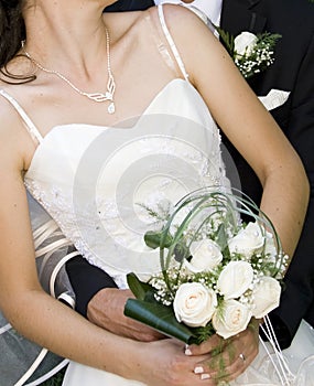 Bride with wedding bouquet