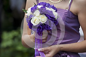 The bride with a wedding bunch of flowers