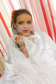 Bride with wedding dress