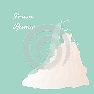 Bride wedding dress, bridal shower, beautiful white dress, vector illustration