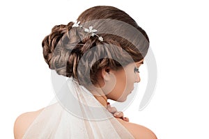 Bride with wedding hairstyle and veil
