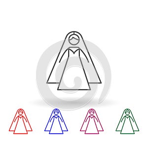 Bride, wedding multi color icon. Simple thin line, outline vector of family life icons for ui and ux, website or mobile