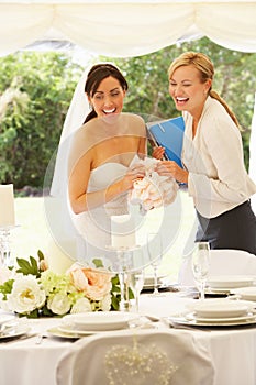 Bride With Wedding Planner In Marquee