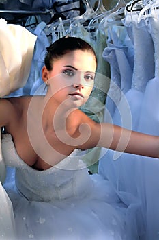 Bride in wedding shop