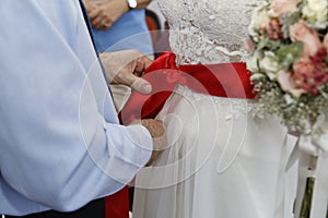 Bride in white dress photo