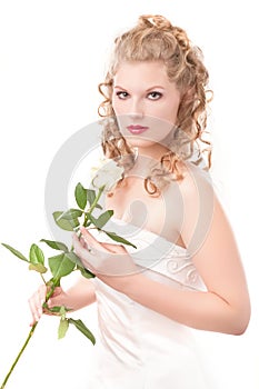 Bride with white rose