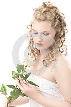 Bride with white rose