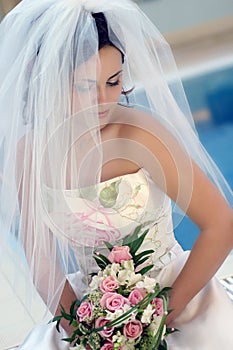Bride in white wedding dress