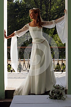 Bride in white wedding dress