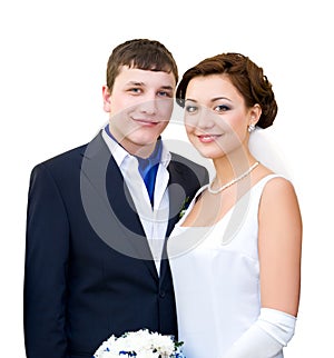 Bridegroom and bride, clipping path