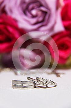 Brides Bouquet and close up on rings