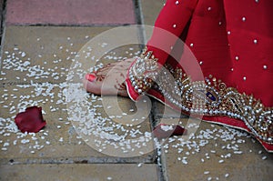 Brides feet in Vedic wedding