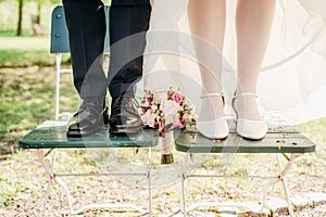 Brides and grooms feet photo