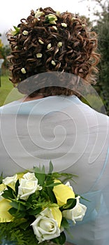Brides Hair And Bouquet