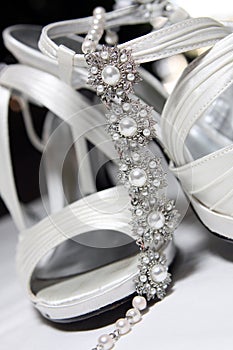 Brides Shoes and Necklace - close up