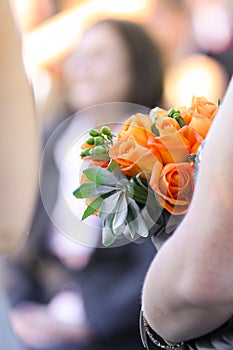 Bridesmaid with flower bouquet