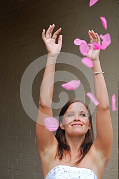 Bridesmaid with petals