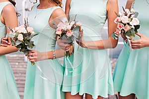 Bridesmaids in aqua