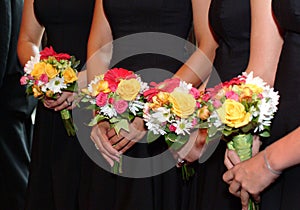 Bridesmaids and bouquets photo