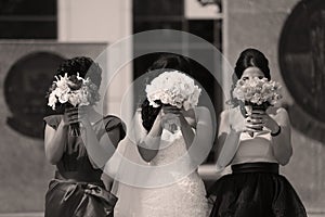 Bridesmaids and bride photo