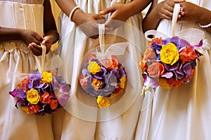 Bridesmaids holding their bouquets photo
