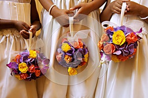 Bridesmaids holding their bouquets