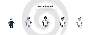 Bridesmaids icon in different style vector illustration. two colored and black bridesmaids vector icons designed in filled,