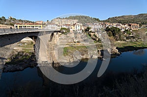 Bridge from 1350 in the village of Monistrol de Monserrat