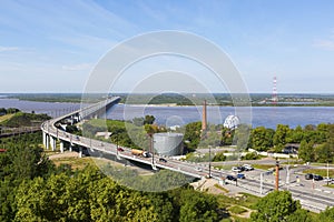 Bridge across  Amur River in Khabarovsk, Russia