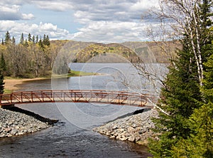 Bridge across Arrowhead Lake in Ontario in spring photo