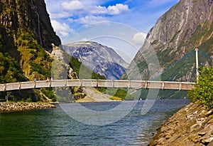 Bridge across fjord Sognefjord - Norway