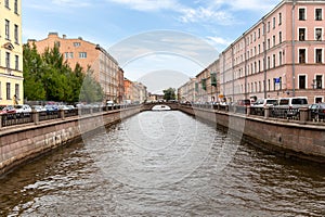 Bridge across Griboyedov Canal in St. Petersburg. Russia