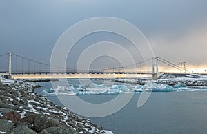 Bridge across the Jokulsarlon Ice Lagoon Iceland