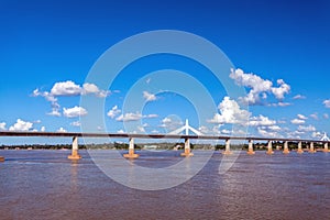 Bridge across the Mekong River. Thai-Lao friendship bridge, Thai