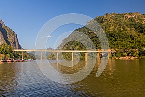 Bridge across Nam Ou river in Nong Khiaw, La