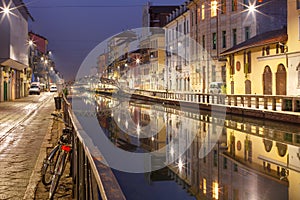 Naviglio Grande canal in Milan, Lombardia, Italy photo