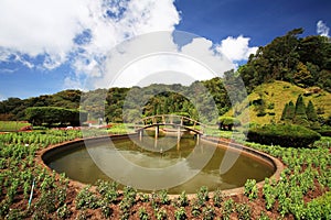 Bridge across the pond at Doi Inthanon park