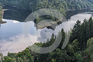 The bridge across Rappbode Dam lake in Harz, Germany