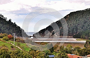 Bridge across the river Brazo Mayor flowing into the Cantabrian sea in San Vicente de la Barquera