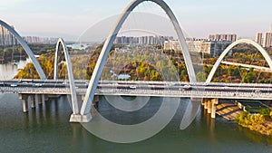 Bridge aerial photography delayed video