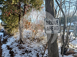 Bridge Ahead at Devil`s Creek Falls