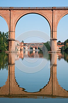 Bridge in Albi and its reflection, France