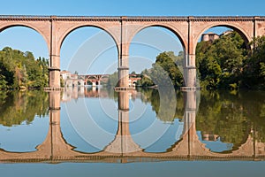 Bridge in Albi and its reflection photo