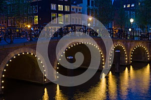 Bridge in Amsterdam at black night