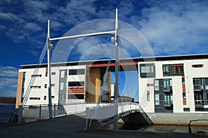 Bridge and apartment building