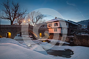 Bridge in the architectural complex in Tryavna, Bulgaria. National revival bulgarian architecture.